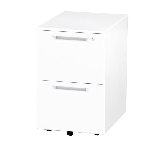 インワゴン/サイドチェスト 〔2段 ホワイト〕 幅395×奥行550×高さ615mm スチール 仕切板 ペントレー付き 〔オフィス〕 完成品