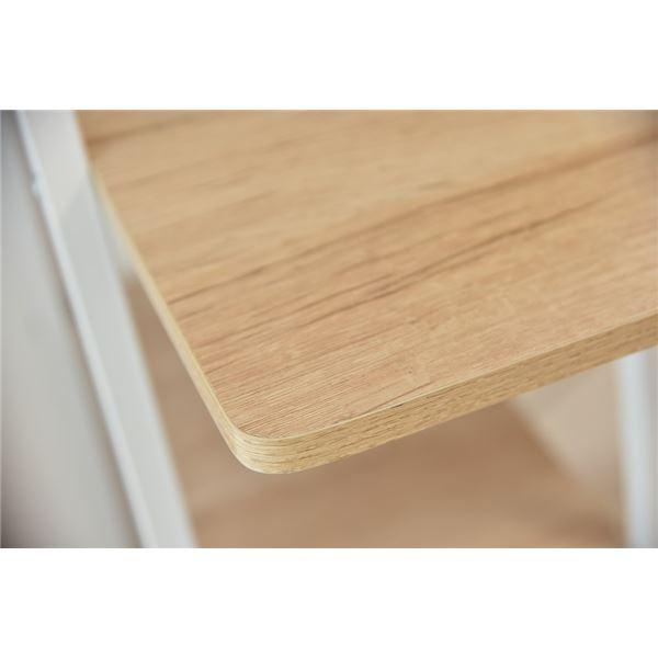 デスク 机 パソコンデスク 学習机 幅80cm スチール アイアン 木目 ホワイト/ナチュラル WH/NA 組立品の画像
