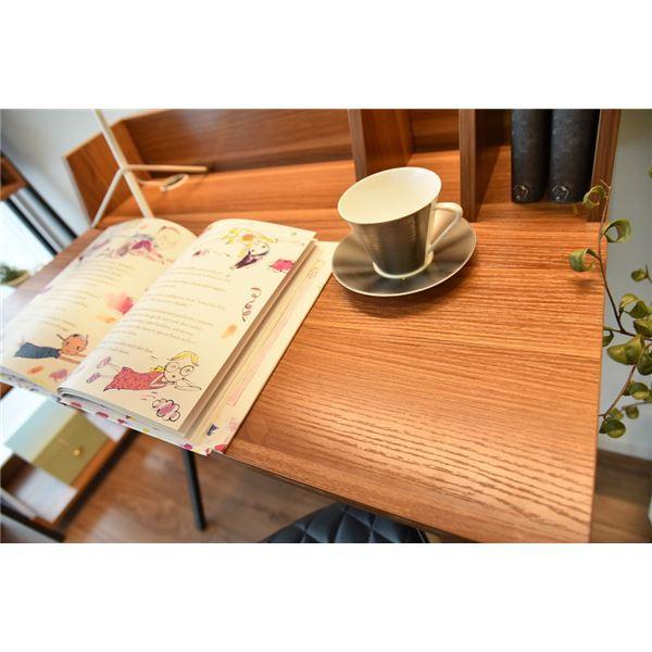 デスク 机 パソコンデスク 学習机 幅80cm スチール アイアン 木目 ブラック/ブラウン BK/BR 組立品の画像