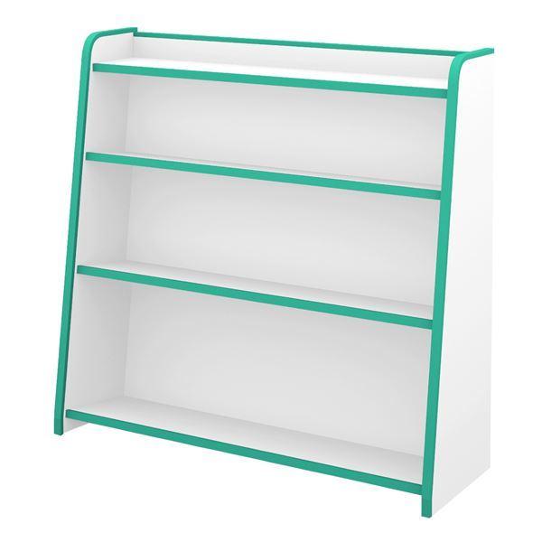 子供用 ブックシェルフ/本棚 〔幅93.3cm グリーン〕 日本製 高耐久性 知育家具 EVAキッズシリーズ ほんだな 〔完成品〕