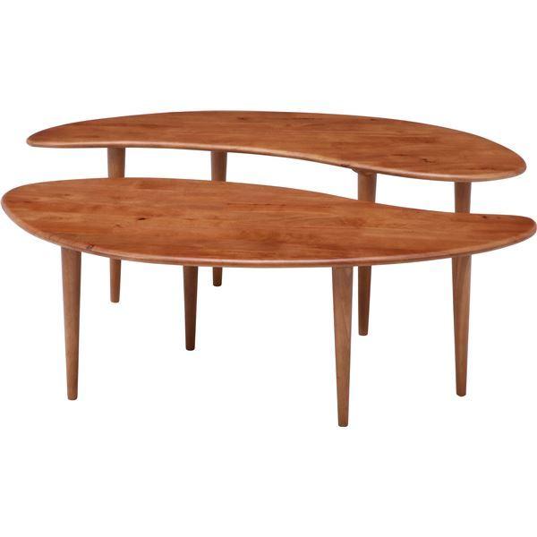 センターテーブル ローテーブル 大小2台セット 幅114cm ミディアムブラウン 木製 Natural Signature COFFEE リビング ダイニング〔代引不可〕