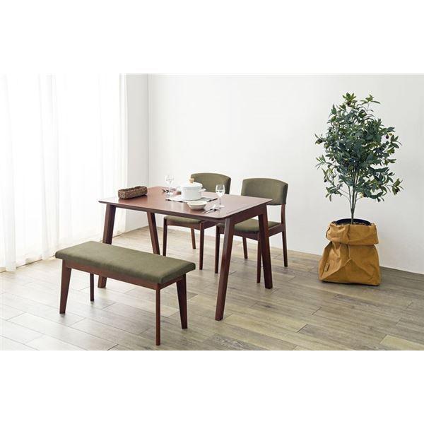 ダイニング 4点組 約幅120cm ダークブラウン×オリーブグリーン ダイニングテーブル×1 ダイニングチェア×2 ベンチ×1 組立品〔代引不可〕