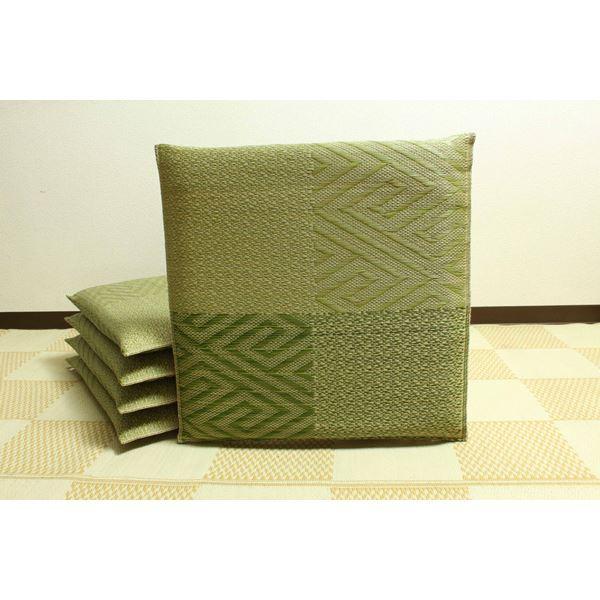 い草 座布団 〔織込千鳥 5枚組 グリーン 約55×55cm×5P〕 抗菌 防臭 調湿 日本製 五風 〔リビング 来客 和室〕