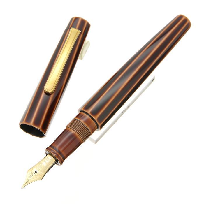 中屋万年筆 希少 14K 585刻印 万年筆 中屋 万年筆 NAKAYA 赤溜 漆 十角 ペン先14K 585 極太 髑髏