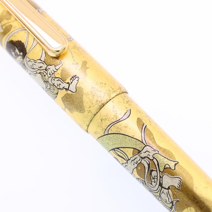 万年筆 プラチナ #3776 センチュリー 金沢箔 風神雷神 太字 中古