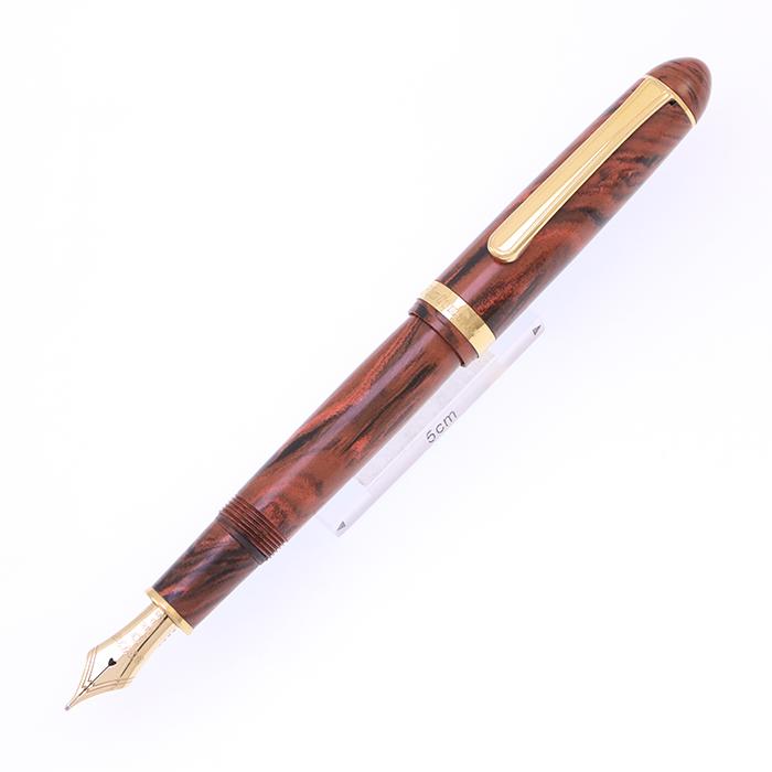 万年筆 プラチナ #3776 マーブルエボナイト ジュピター 太字 中古-良品