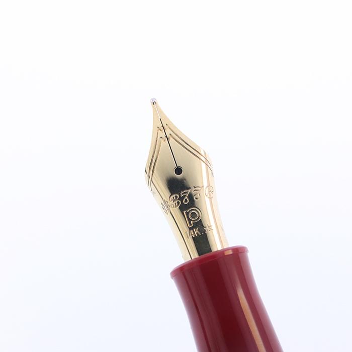 万年筆 プラチナ #3776 ギャザード レッド 太字 中古-良品 SAS対象