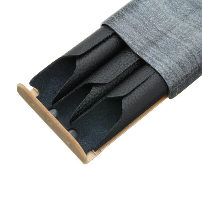 ペンケース STORIO AvanWood 万年筆ケース 3本差し ブラック(黒染め