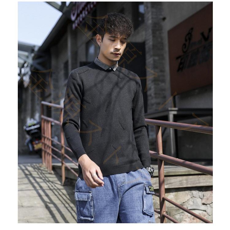 ニットセーター ニット メンズ 長袖 重ね着風 プルオーバー トップス パーカー セーター ファッション 韓国風 着やせ 防寒 春 秋 冬 Akn41 金源ストア 通販 Yahoo ショッピング
