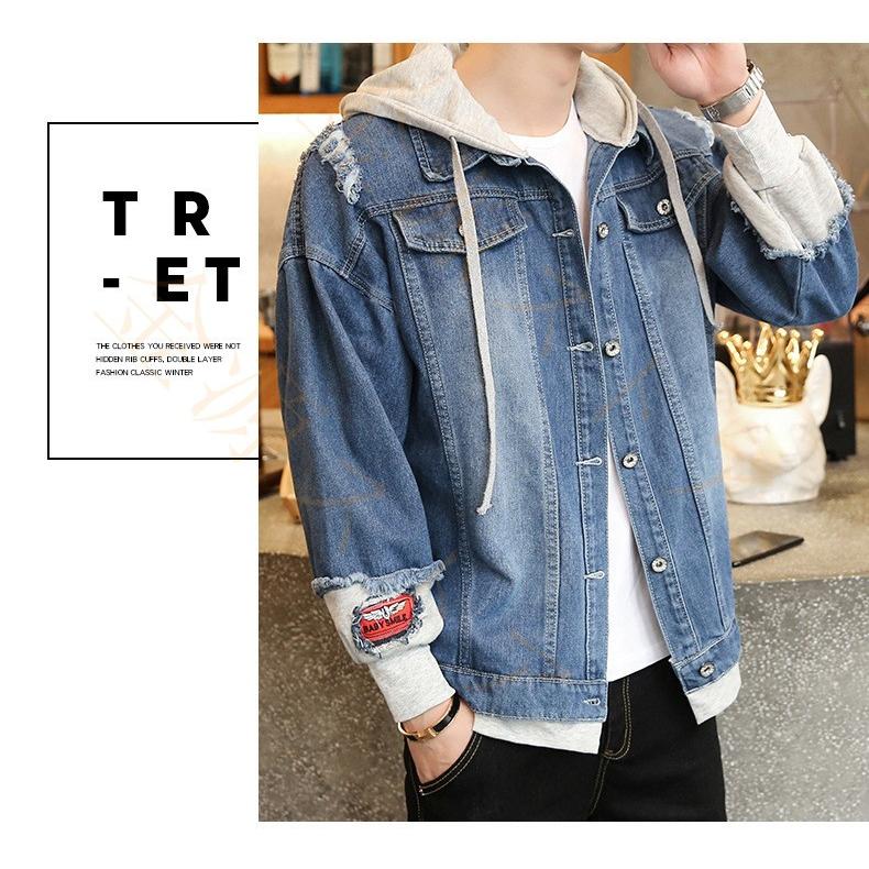 デニムジャケット メンズ Gジャン パーカー デニムシャツ 長袖 ジージャン カジュアル ショート丈 ダメージ加工 秋 重ね着風 ヴィンテージ Anz14 金源ストア 通販 Yahoo ショッピング