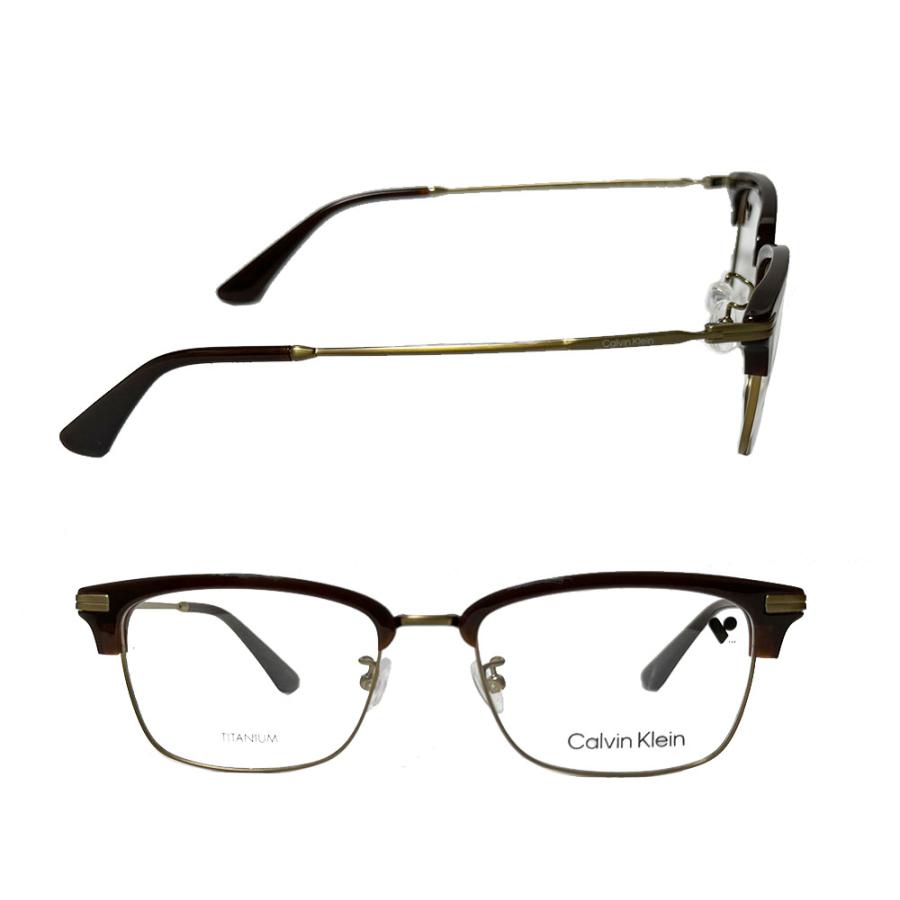 【Calvin Klein】カルバンクライン　メガネフレーム　CK24120LB　200　ブラウン・アンティークゴールド　TITANIUM製　国内正規品 | Calvin Klein | 01
