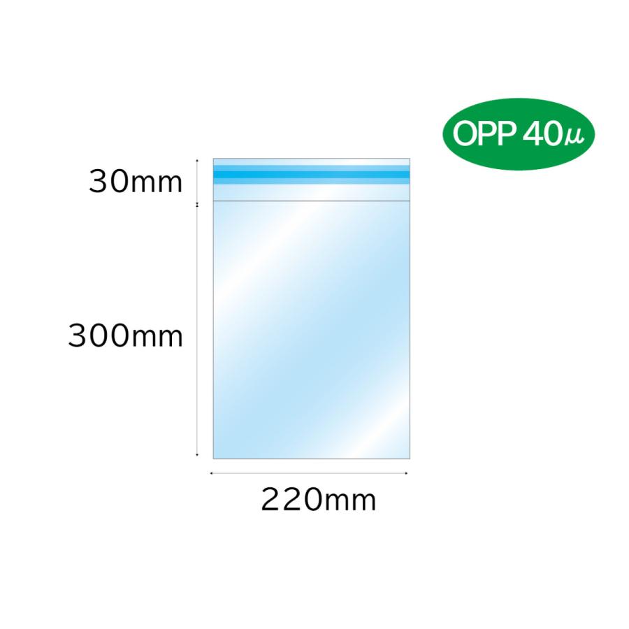 フィルム封筒 A4J 1,000枚 OPP40μ 透明/透明 テープ付 CHA0703の画像