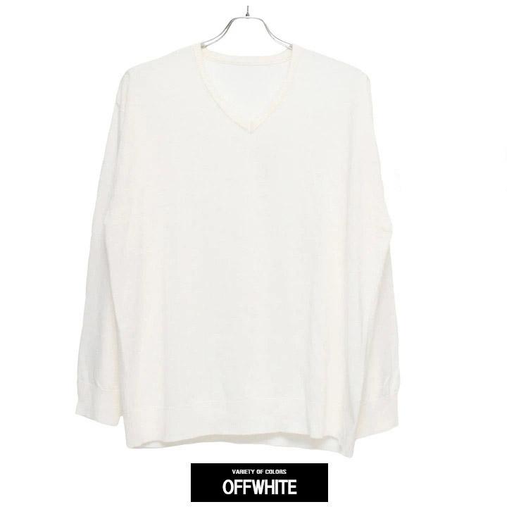 ニット メンズ 大きいサイズ Vネック カシミヤタッチ 無地 セーター 白