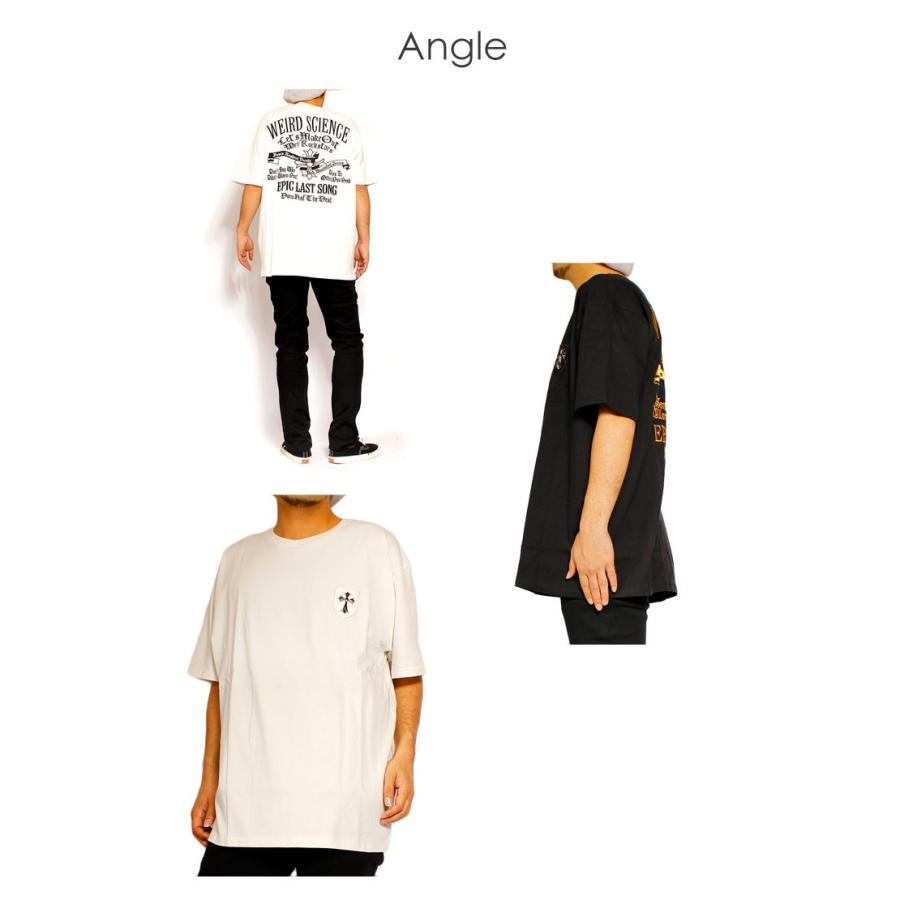 大きいサイズ メンズ バックプリント クロス 刺繍 半袖Tシャツ Tシャツ