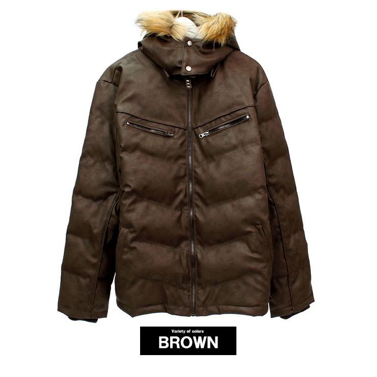 ジャケット メンズ 湿式 PUレザー ファー付き フード レザージャケット