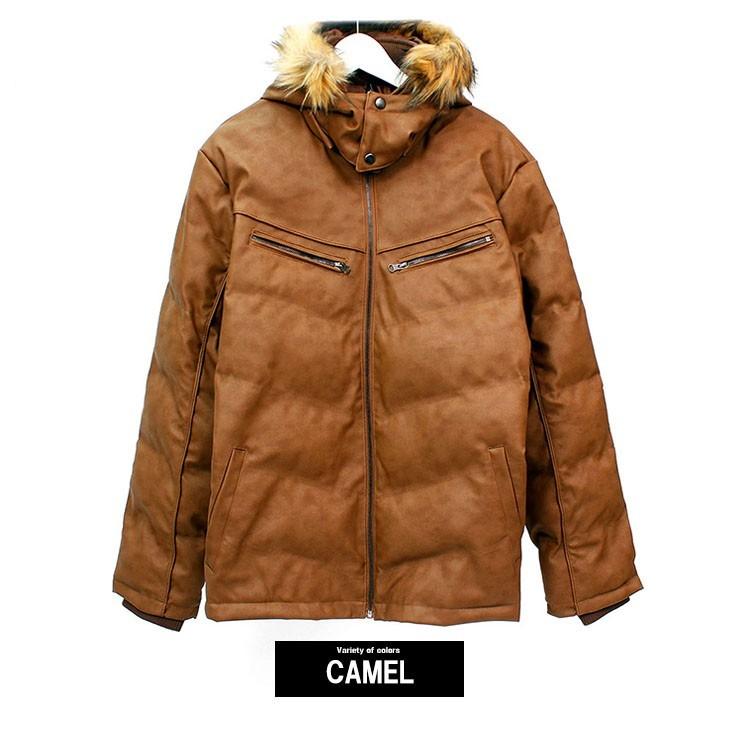 ジャケット メンズ 湿式 PUレザー ファー付き フード レザージャケット