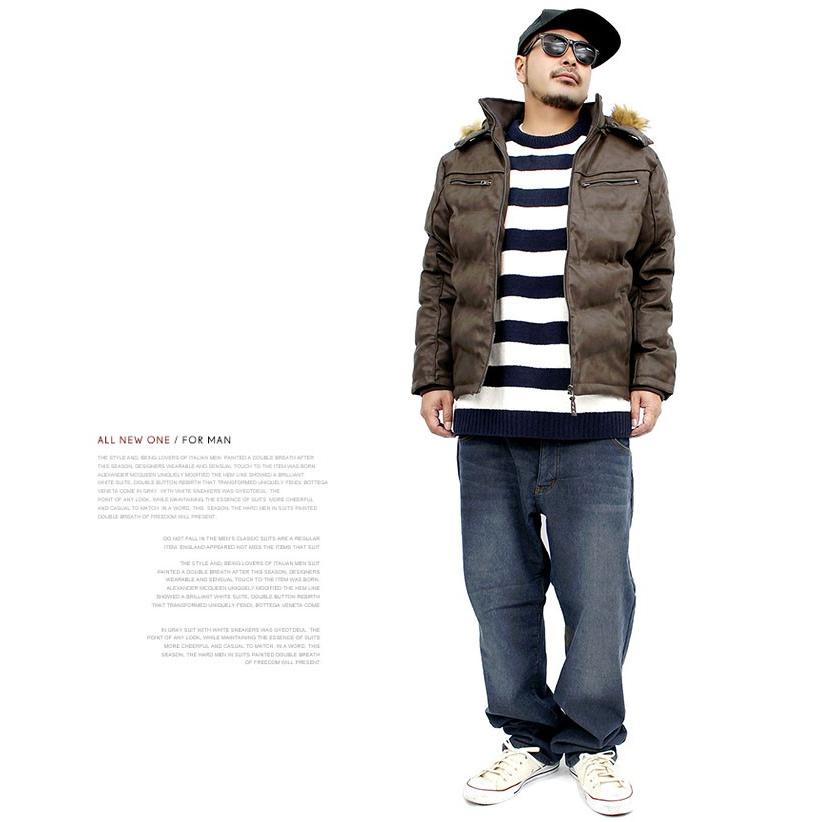 ジャケット メンズ 湿式 PUレザー ファー付き フード レザージャケット