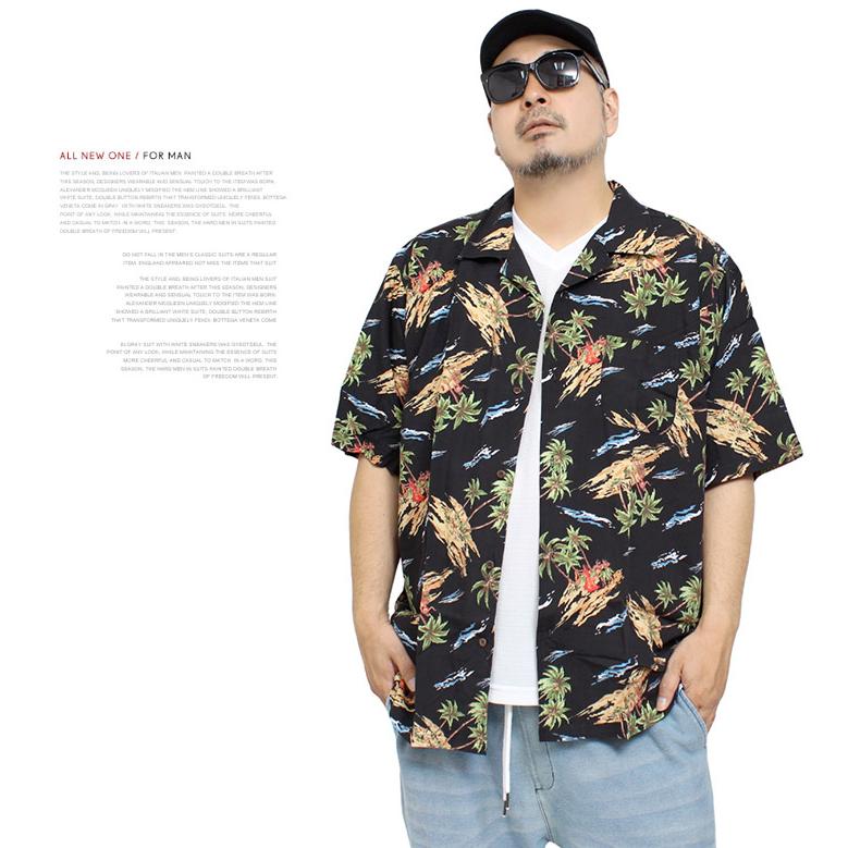 アロハシャツ メンズ 大きいサイズ 半袖シャツ レーヨン 花柄 和柄
