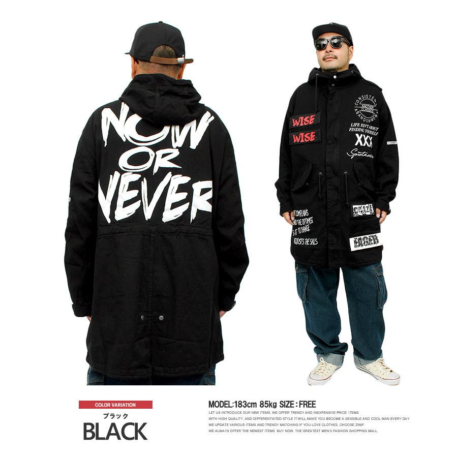 モッズコート メンズ ビッグシルエット ロゴ プリント ミリタリー M-51