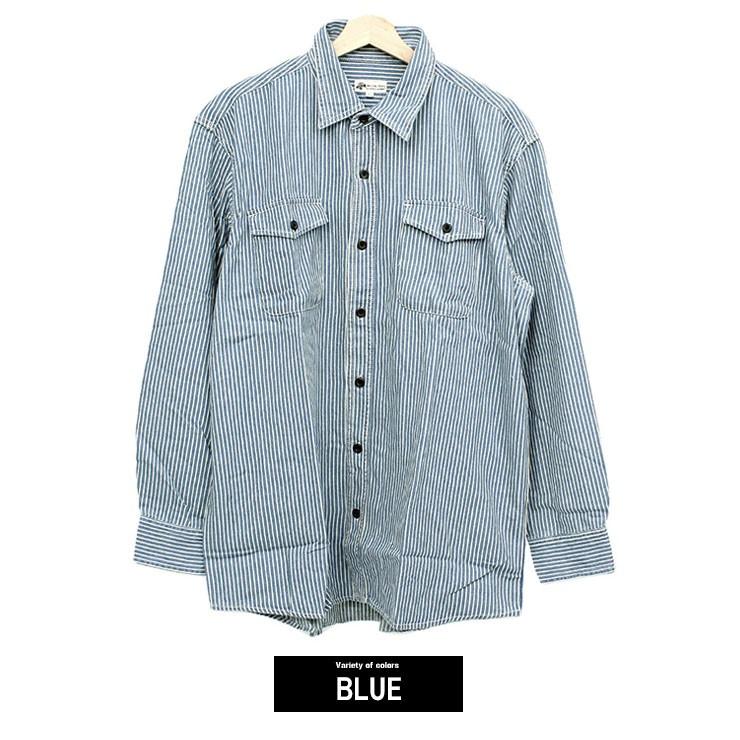 長袖シャツ メンズ 大きいサイズ ヒッコリー ストライプ デニム
