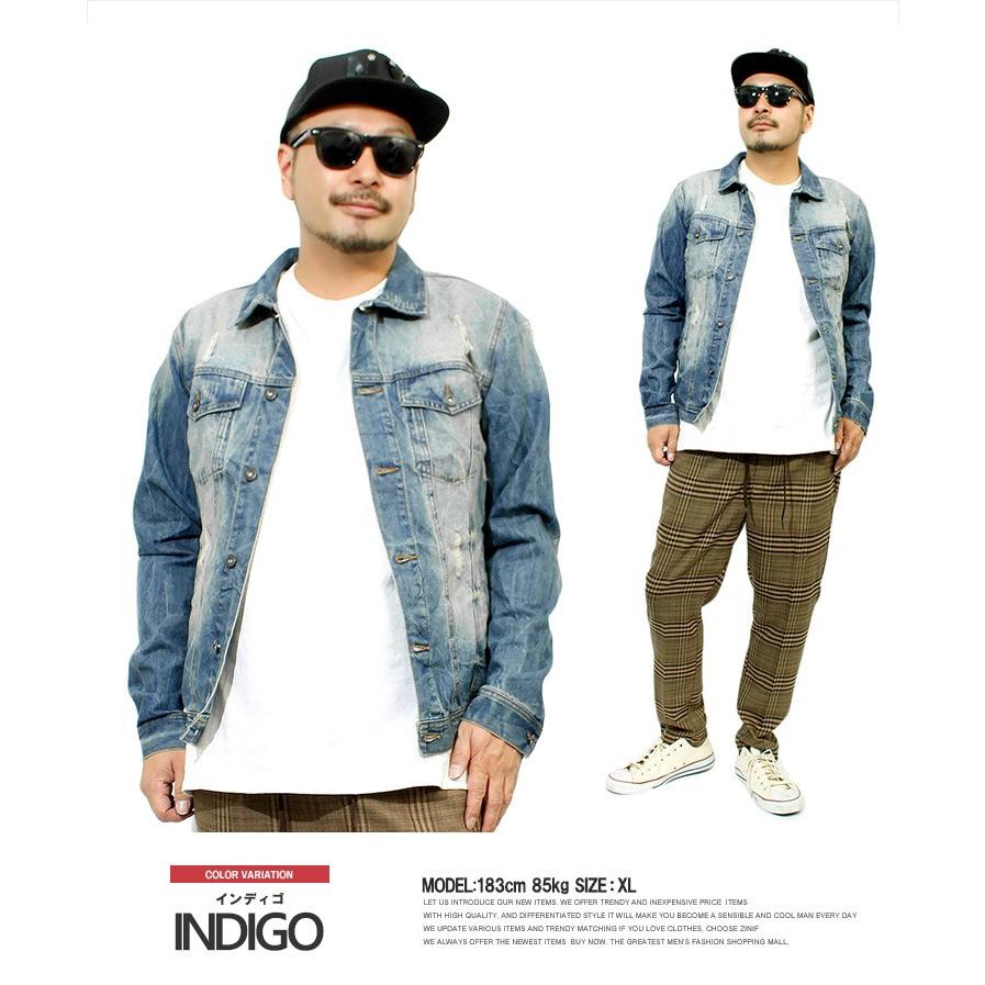 Gジャン メンズ クラッシュ ダメージ加工 ヴィンテージ風 ウォッシュ