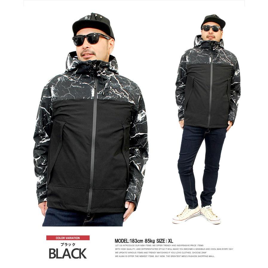 マウンテンパーカー メンズ 撥水加工 マーブル プリント ストレッチ ボリュームネック アウトドア ナイロン ジャケット パーカー ライト |  | 02
