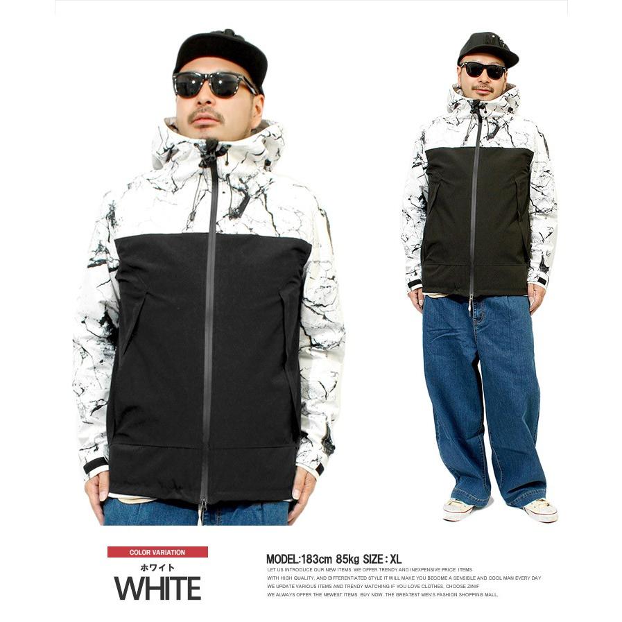 マウンテンパーカー メンズ 撥水加工 マーブル プリント ストレッチ ボリュームネック アウトドア ナイロン ジャケット パーカー ライト |  | 03