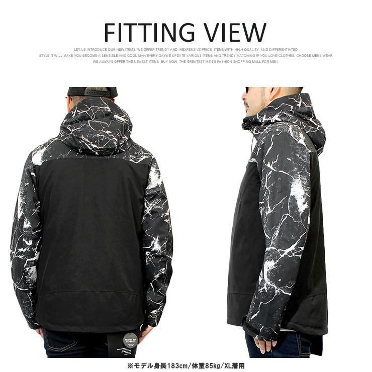 マウンテンパーカー メンズ 撥水加工 マーブル プリント ストレッチ ボリュームネック アウトドア ナイロン ジャケット パーカー ライト |  | 05