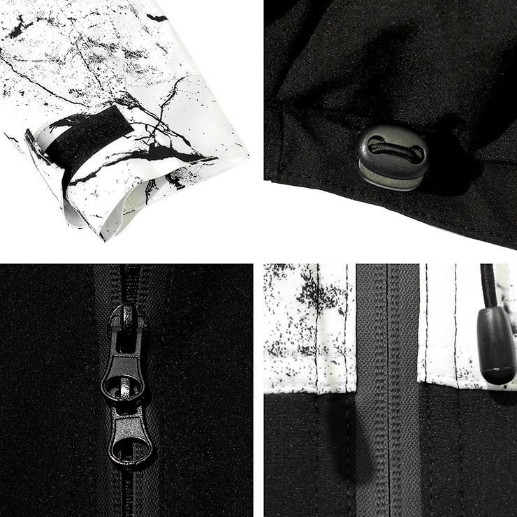 マウンテンパーカー メンズ 撥水加工 マーブル プリント ストレッチ ボリュームネック アウトドア ナイロン ジャケット パーカー ライト |  | 07