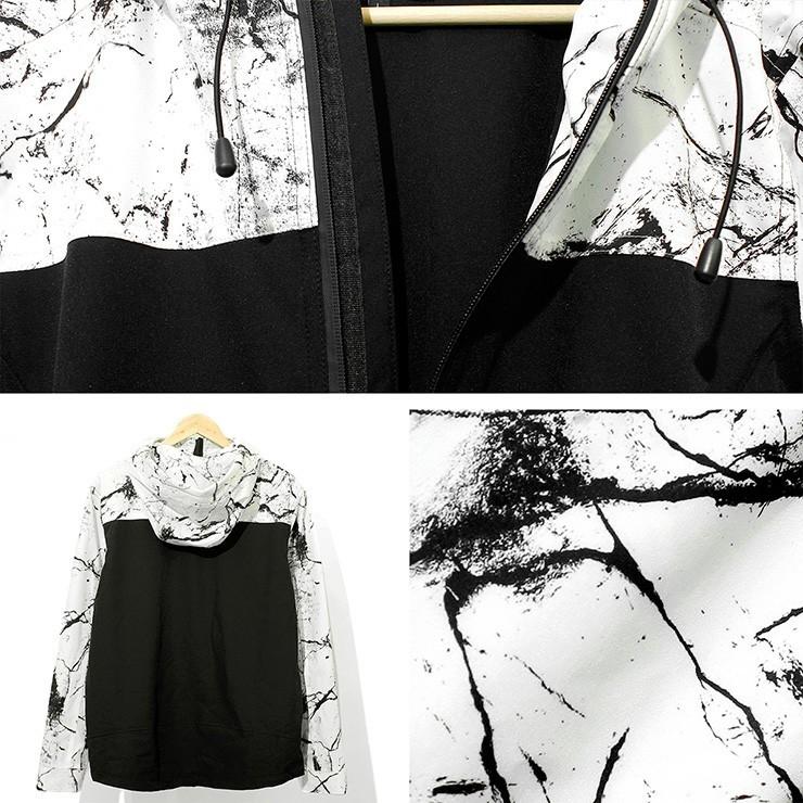 マウンテンパーカー メンズ 撥水加工 マーブル プリント ストレッチ ボリュームネック アウトドア ナイロン ジャケット パーカー ライト |  | 08