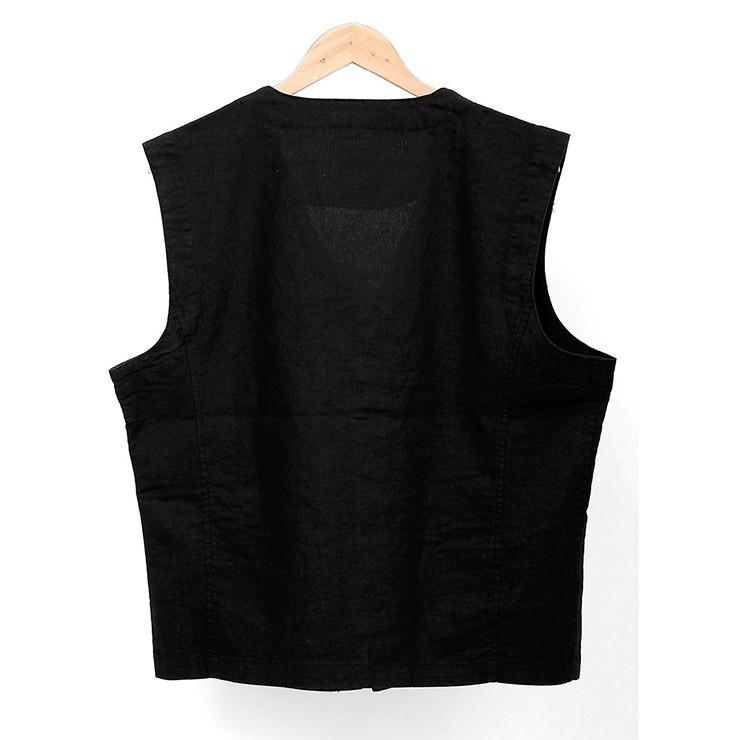 ジレ ベスト メンズ 大きいサイズ 綿麻 コットン リネン 無地