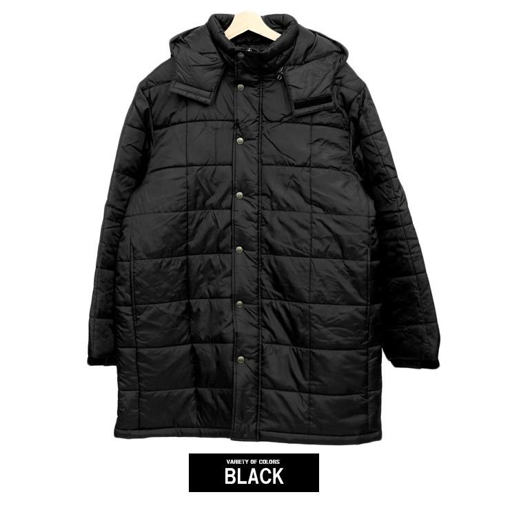 ロングコート メンズ 大きいサイズ 中綿 フード脱着 防寒 軽量 保温