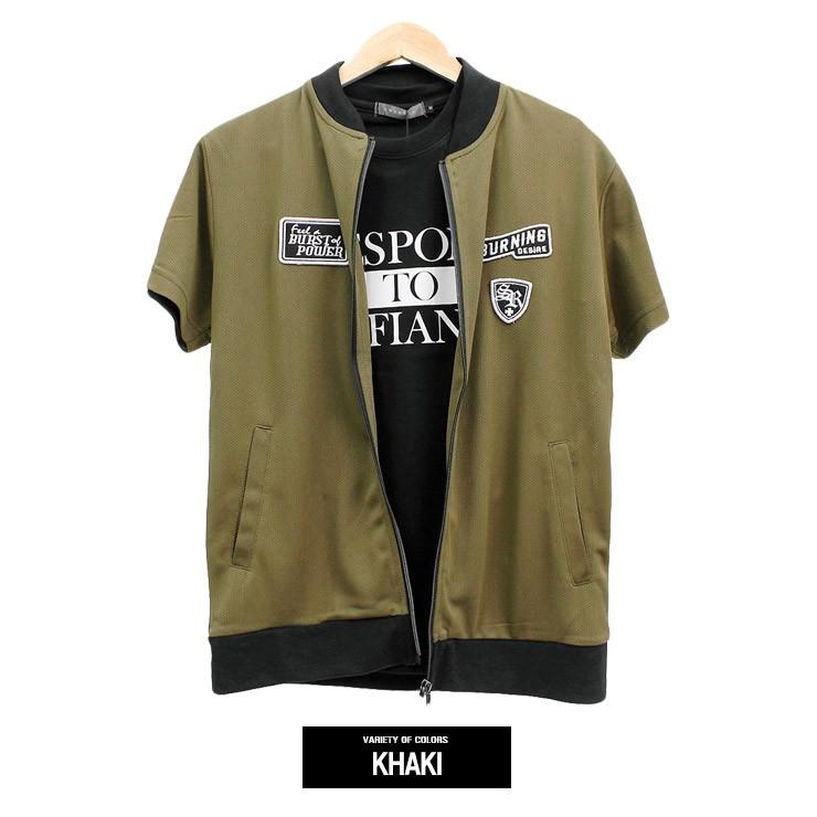 半袖 MA-1 ジャケット メンズ 大きいサイズ プリント Tシャツ メッシュ 