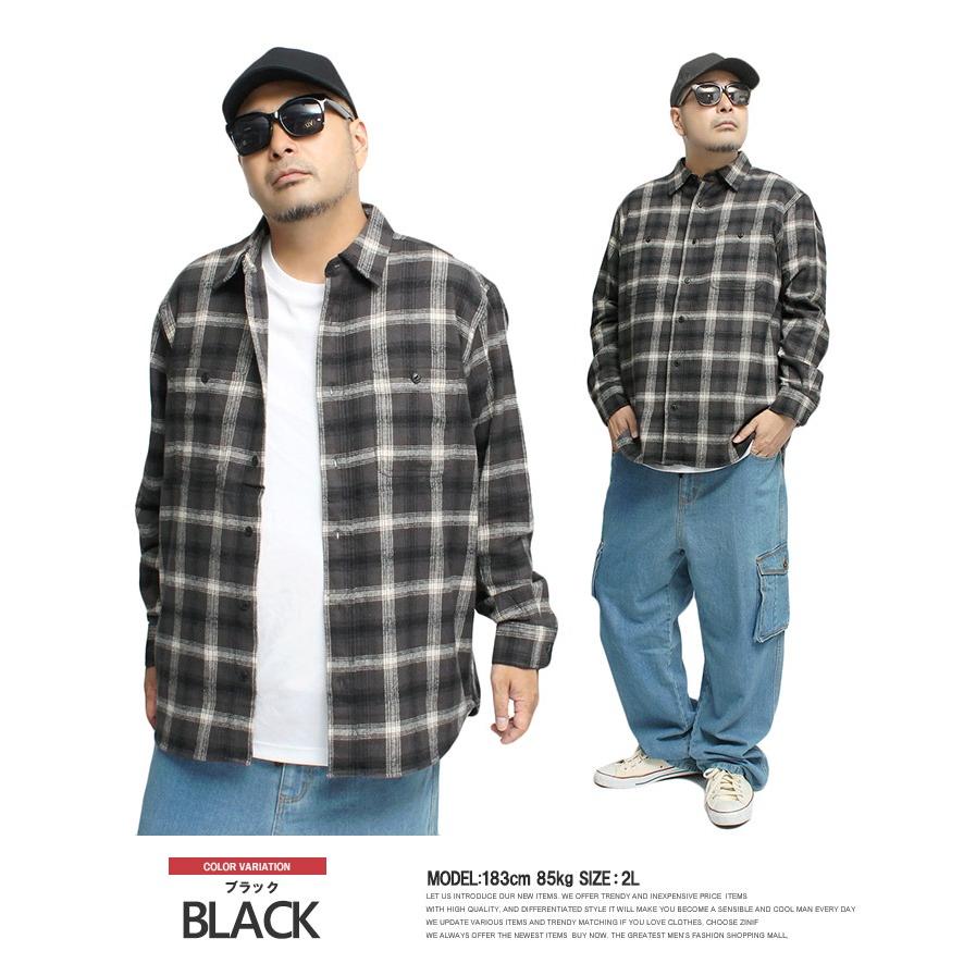 ネルシャツ メンズ 大きいサイズ 起毛素材 ポケット付き フランネル