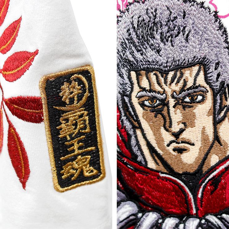 絡繰魂 北斗の拳 大きいサイズ 半袖 Tシャツ メンズ ラオウ 和柄 刺繍