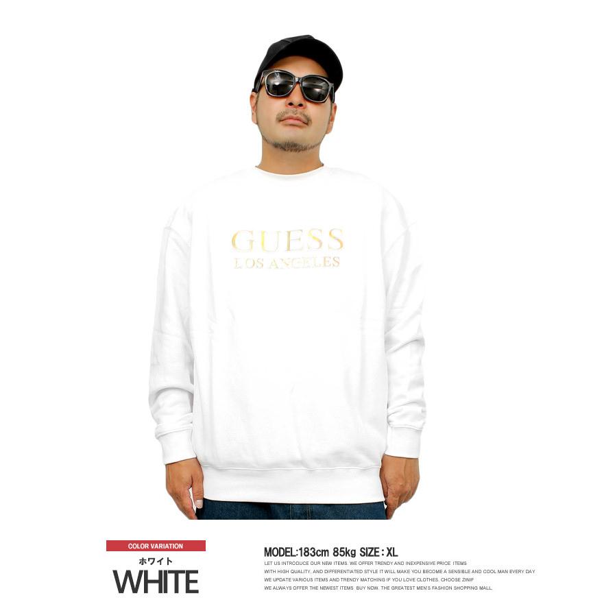 GUESS（ゲス） スウェット メンズ オーバーサイズ エンボス プリント 