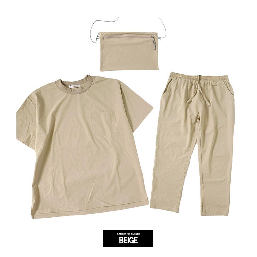 セットアップ メンズ ストレッチ ナイロン 半袖 ビッグTシャツ