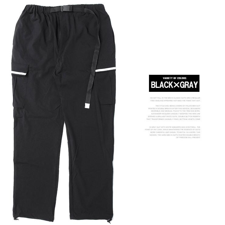 ballaholic リフレクター　カーゴパンツ　ブラック カーゴパンツ メンズ ナイロン ストレッチ リフレクターテープ ベルト