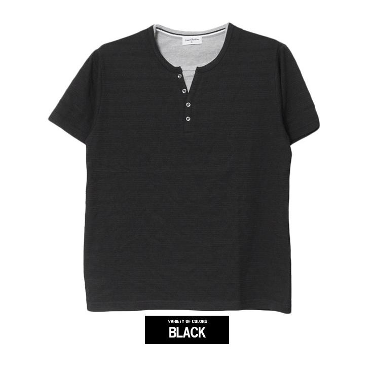 セール ヘンリーネック 半袖 Tシャツ メンズ 大きいサイズ フェイク