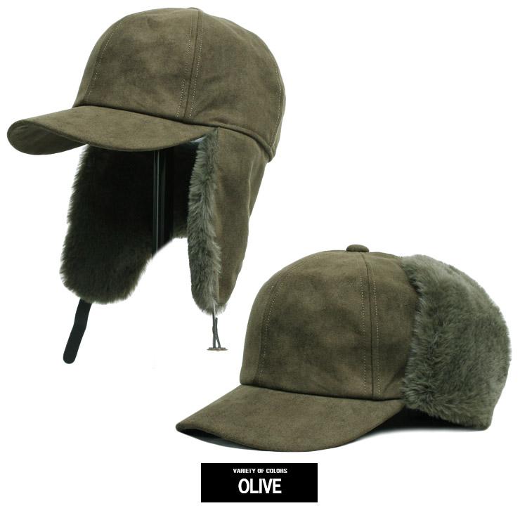 イヤー ファー ウール フェイクスウェード キャップ メンズ 耳当て付き