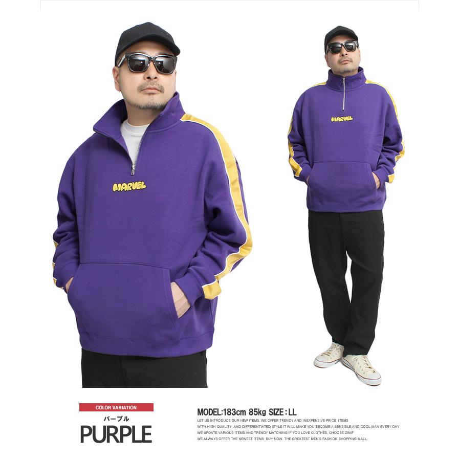 MARVEL（マーベル） セール ハーフジップ スウェット メンズ ロゴ