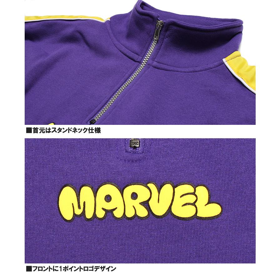 MARVEL（マーベル） セール ハーフジップ スウェット メンズ ロゴ