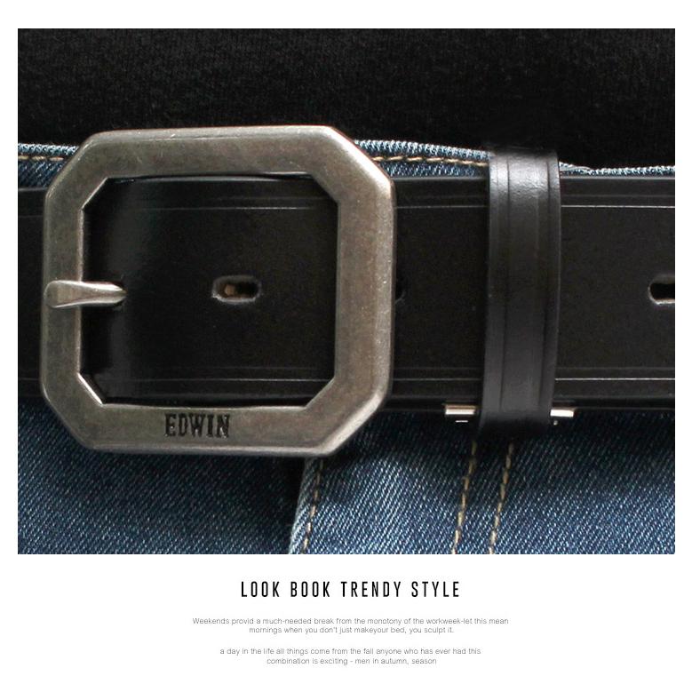 EDWIN（エドウィン） レザー ベルト 大きいサイズ メンズ ピンバックル