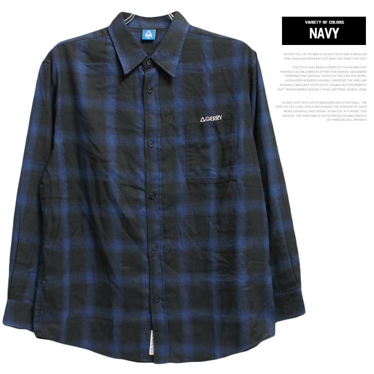 GERRY（ジェリー） ネルシャツ メンズ 大きいサイズ 起毛素材 ロゴ
