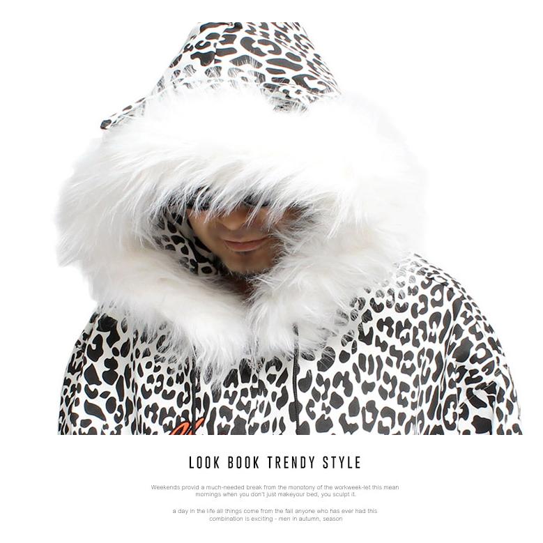 ガルフィー　レオパード　パーカー　耳フード　ファー GALFY（ガルフィー） セール パーカー メンズ ヒョウ柄 レオパード