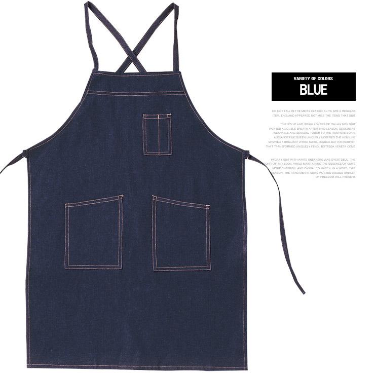 デニム エプロン メンズ レディース シンプル 無地 タスキ式 12オンス