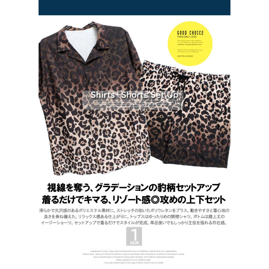 セットアップ メンズ 大きいサイズ グラデーション レオパード柄 半袖