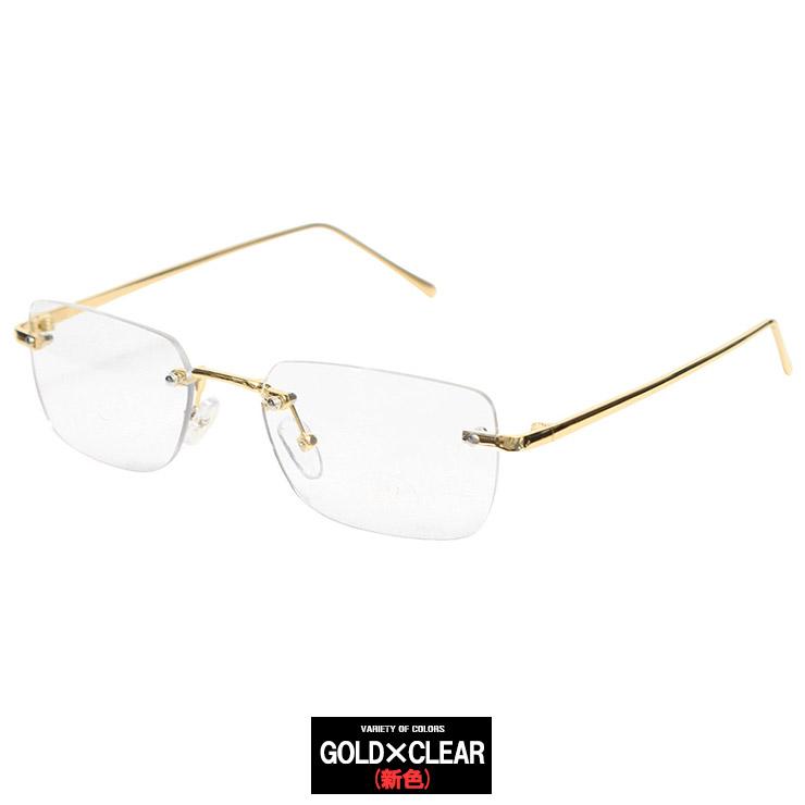 リムレスメガネ 縁なし 紫外線 UVカット クリア レンズ メンズ レディース 伊達メガネ ふちなし 枠なし メタルフレーム スクエア 眼鏡 軽い 度無し シルバー |  | 10