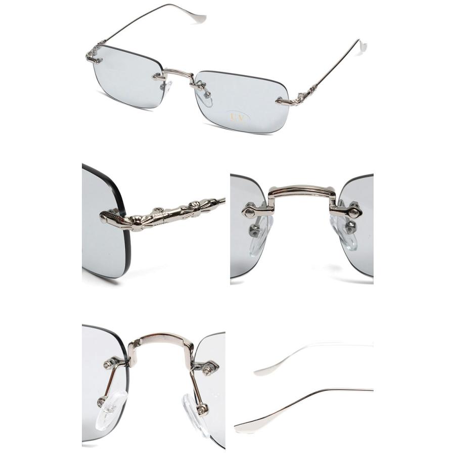 リムレスメガネ 縁なし 紫外線 UVカット クリア レンズ メンズ レディース 伊達メガネ ふちなし 枠なし メタルフレーム スクエア 眼鏡 軽い 度無し シルバー |  | 06