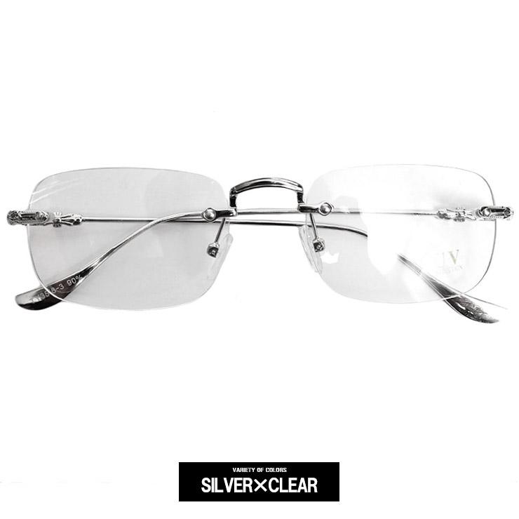 リムレスメガネ 縁なし 紫外線 UVカット クリア レンズ メンズ レディース 伊達メガネ ふちなし 枠なし メタルフレーム スクエア 眼鏡 軽い 度無し シルバー |  | 08